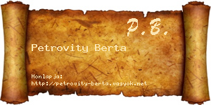 Petrovity Berta névjegykártya